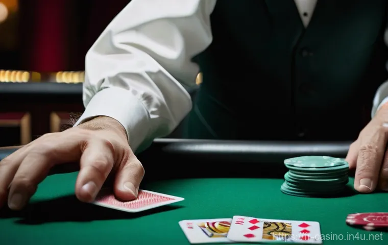 카지노 딜러 카드 셔플링 기술 - **Prompt:** A close-up, highly detailed shot of a skilled professional casino croupier's hands perfo...