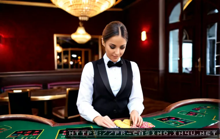 카지노 딜러 직업의 매력 - Photorealistic elegant French casino dealer at a polished roulette table in a sophisticated Paris-in...